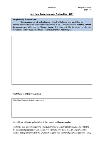 Henry VIII: How Protestant was England by 1547?
