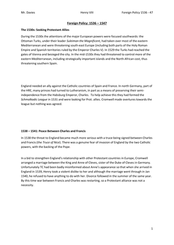 Henry VIII AQA AS Level | Teaching Resources