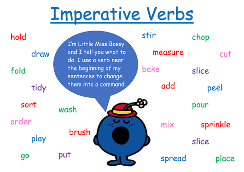 Imperative verbs word mat