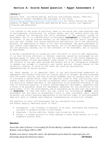 British Empire Egypt and Sudan Baring and his reforms assessments