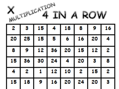 4 in a row addition. subtraction and multiplication games