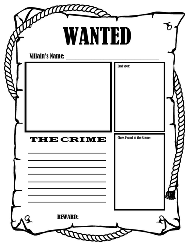 Wanted Free Printable Template | Teaching Resources