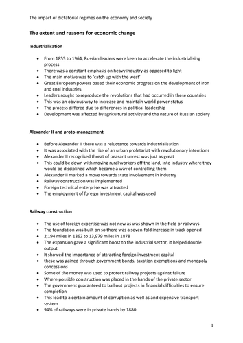 Impact on the economy and society Russia 1855-1964