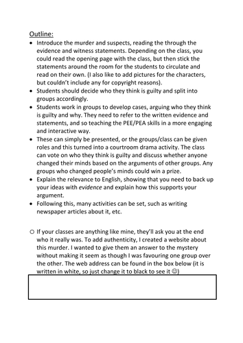 PEE Paragraphs, Responding to a Text - Murder Mystery | Teaching Resources