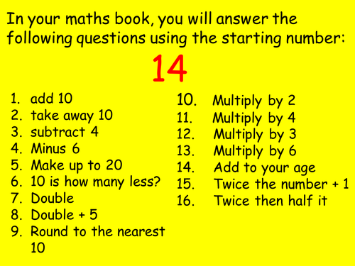 Maths Starter Activity Teaching Resources