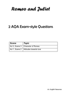 Romeo and Juliet Revision: 2 Sample AQA Exam Questions | Teaching Resources