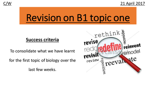 GCSE Edexcel 9-1 Combined Science CB1 Key Biological Concepts REVISION ...