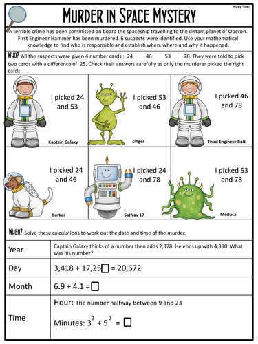 Maths Murder Mystery (KS2 Addition/ Subtraction)