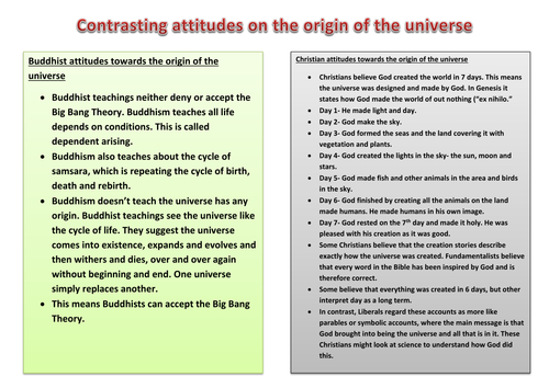 AQA Religious Studies Theme B: Origins of the Universe