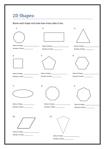 2D Shapes - Name and Sides | Teaching Resources