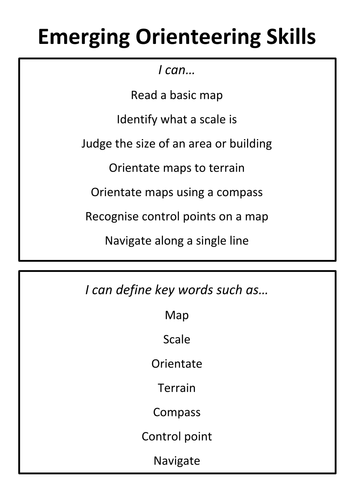 Assessment without Levels OAA skills cards