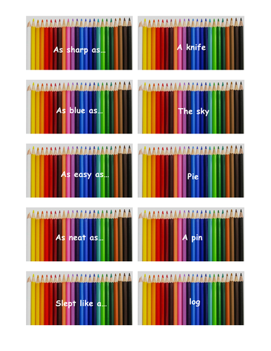 SIMILE MATCHING GAME | Teaching Resources