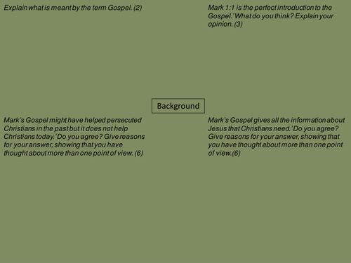 Mark's Gospel 6 unit review sheets