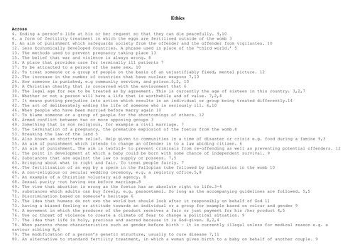 Christianity: Ethics Crossword