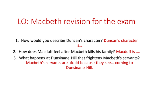 Macbeth exam focus lessons | Teaching Resources