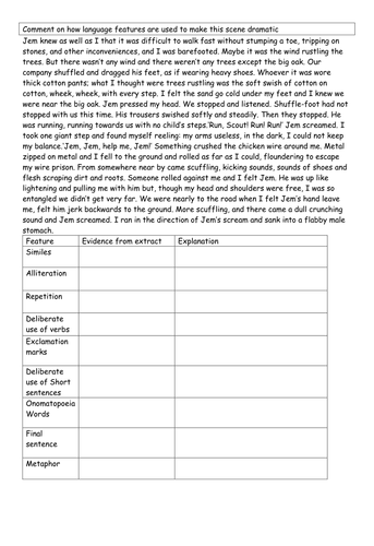 To Kill a Mockingbird: Practise identifying language features in 4 extracts