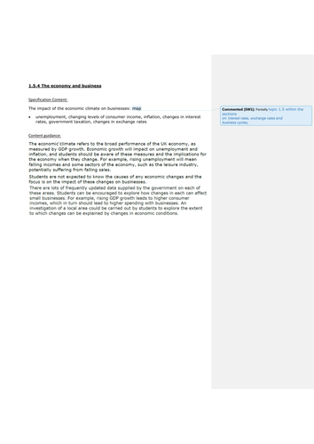 The Economy and Business 1.5.4 GCSE Business | Teaching Resources