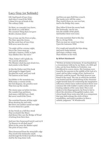 lucy gray william wordsworth poem