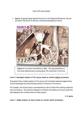 Year 8 assessment on British Empire/industrial revolution using AQA 8145 assessment frame