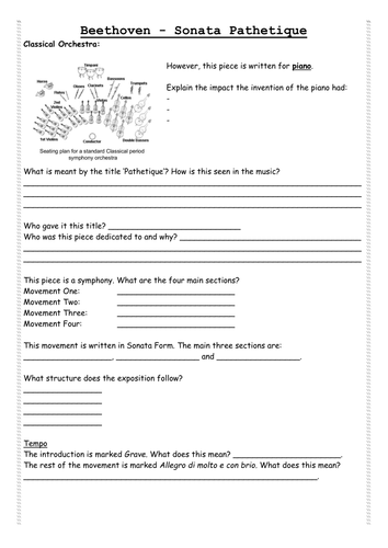 GCSE Edexcel 9-1 Sonata Pathetique Work Booklet