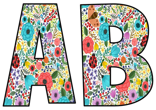 FLOWERS THEMED DISPLAY LETTERING- LETTERS, NUMBERS, PUNCTUATION- SPRING ...