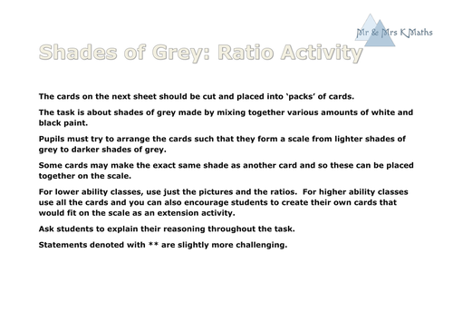 RATIO Shades of Grey Card Sort Activity