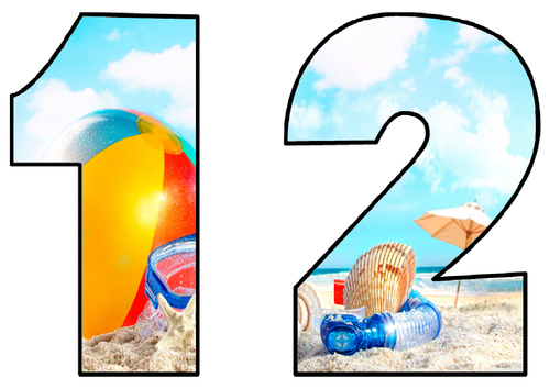 SUMMER THEMED DISPLAY LETTERING- LETTERS, NUMBERS, PUNCTUATION- WEATHER