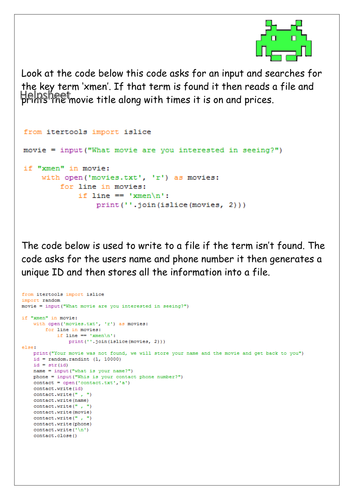 Python Micro Programming Task - Cineworld Movie System | Teaching Resources