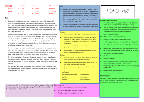 Yiri GCSE Revision Placemat