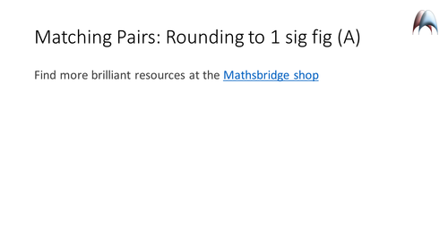 Matching Pairs - Rounding Significant Figures