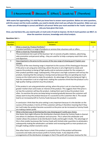 GCSE Business Exam Question Practice! Students become the TEACHER!