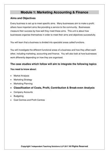 GCSE Business Case studies and Worksheets - Cost, Profit and Break-Even ...