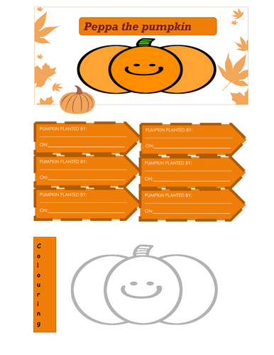 Peppa the pumpkin 6 page booklet. Seeds, halloween. Life cycle of a pumpkin