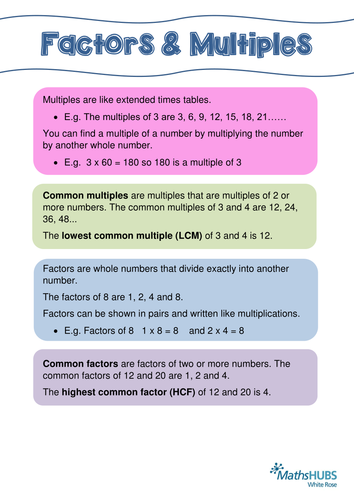 5 Topics to Revise - Factors and Multiples | Teaching Resources