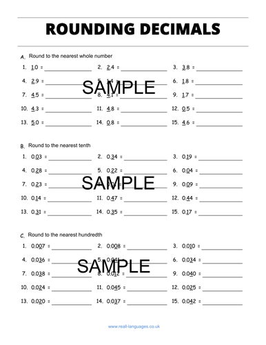 Rounding Decimals: Maths Worksheets for KS2 and KS3 | Teaching Resources