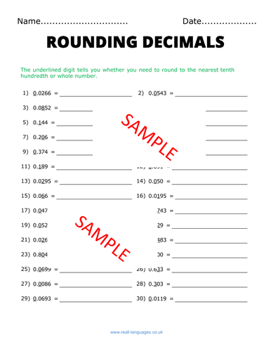 Rounding Decimals 2: KS2 and KS3 Maths Worksheets | Teaching Resources