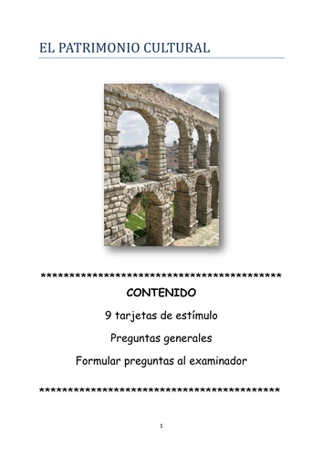 Speaking cards and questions El patrimonio cultural