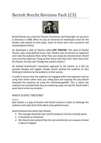 KS5: Brecht For A Level - Full Scheme of Work (Lysistrata)