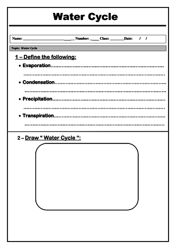 water cycle assignment