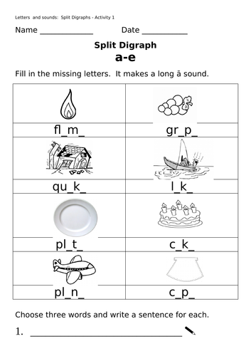 split digraphs phonics worksheets keystage 1 teaching