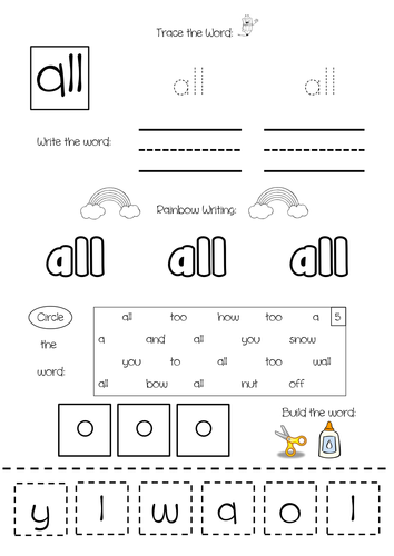 Phase 3 Sight Word Spelling Practice