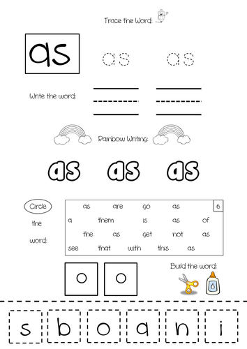 Phase 2 Sight Word Spelling Practice