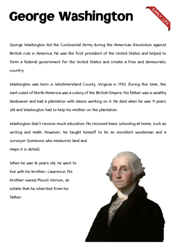 george washington biography in english