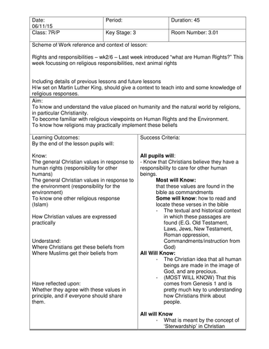 Year 7 Religion and responsibility for humans