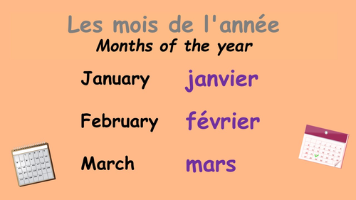 French days months dates calendar presentation teaching resources