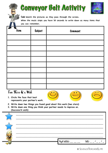 Conveyor Belt Activity-Introduction to Science.