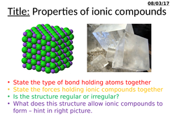 Properties of ionic compounds - complete lesson (GCSE 1-9) | Teaching ...