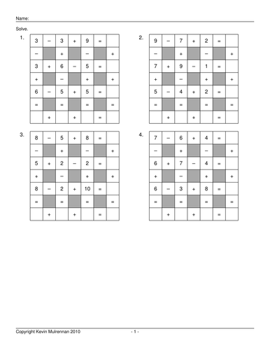 Maths Puzzles Across Down Addition and Subtraction 100 Puzzles Plus Answers