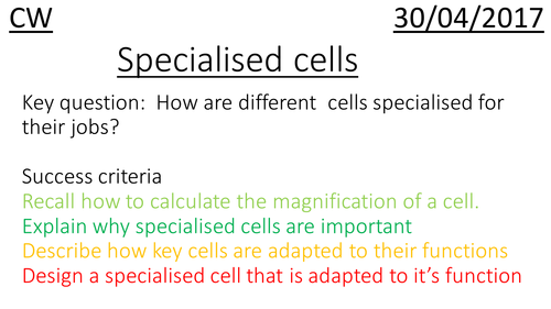 9-1 Edexcel Specialised Cells