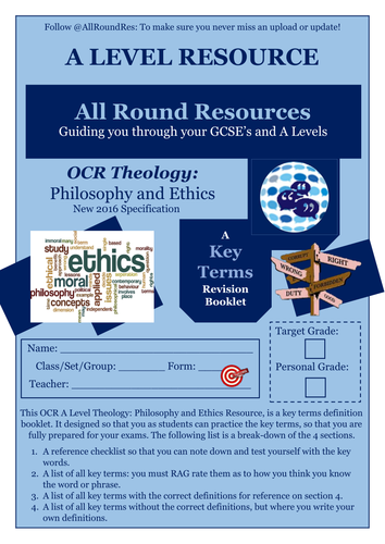 OCR A LEVEL THEOLOGY: Key Terms Revision Booklet!